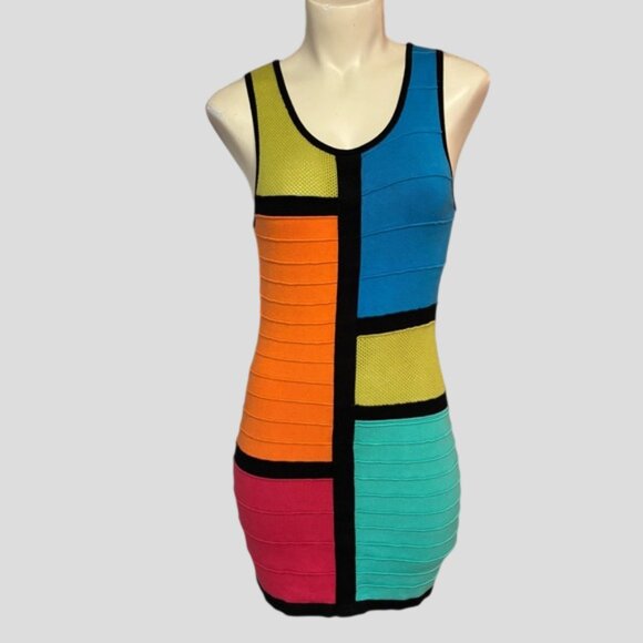 Hot Miami Styles Color Block Sleeveless Bodycon Dress - Picture 1 of 11